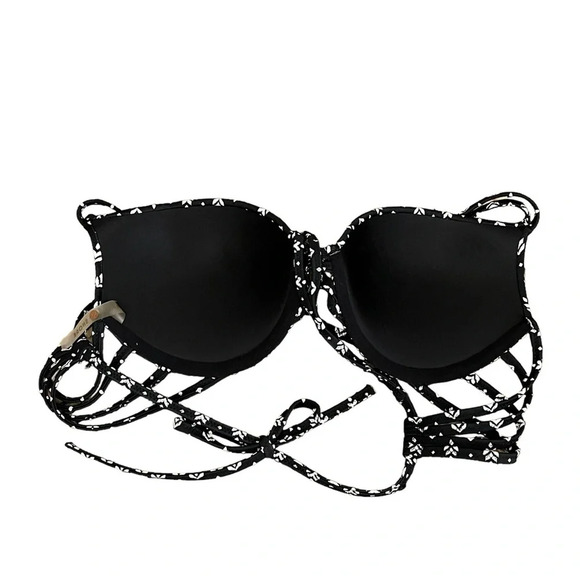 Shade & shore geometric strappy cross back swim top underwire 34B M boho beach - Picture 4 of 6